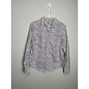 Boden Button Up Shirt Womens 6 White Star Floral Print Long Sleeve Cotton